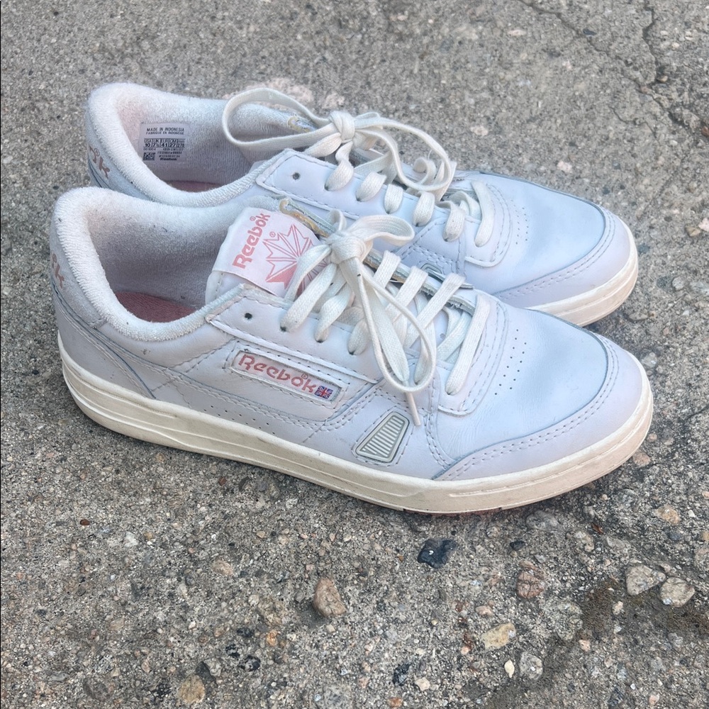 Reebok Classic White and Pink Sneakers